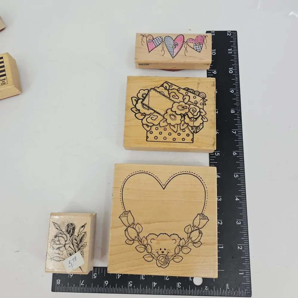 Lot of 8 Valentines Love Friends Heart Rubber Stamps Multiple Brands Darcie's